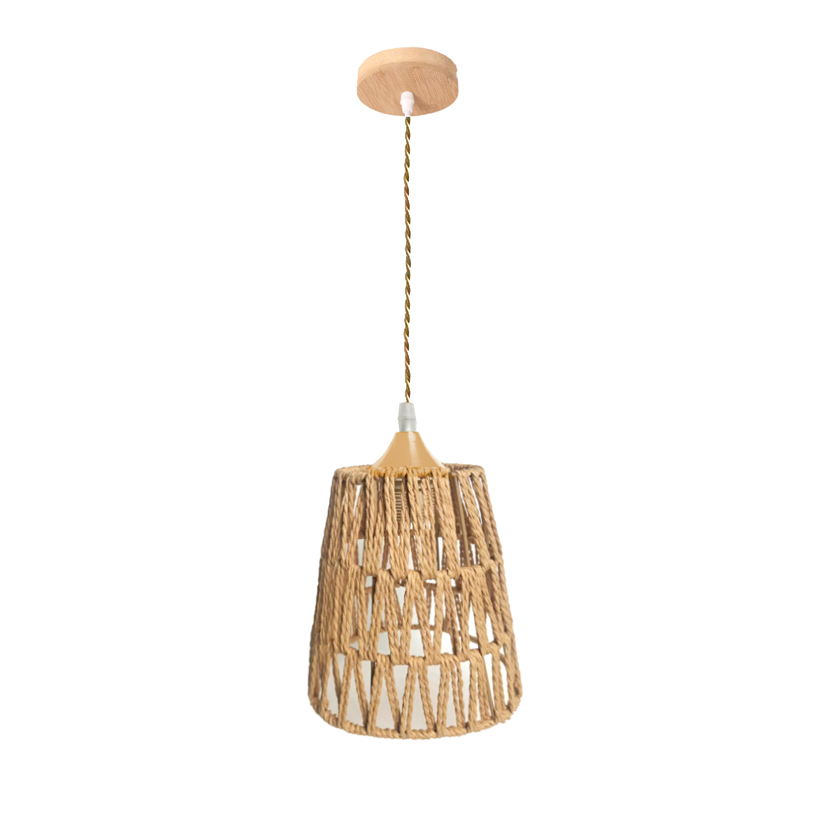 Lúminaria Pendente Rattan de Palha Nova Guine Detalhes